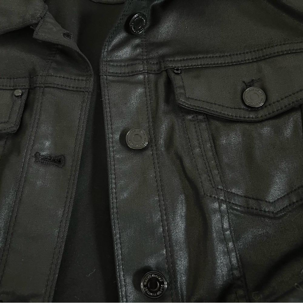 Women's Black Faux Leather Jacket - Picture 3 of 4